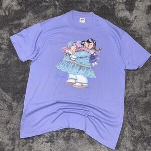 Anvil Lavender Purple Graphic Tee with Doll Illustration
